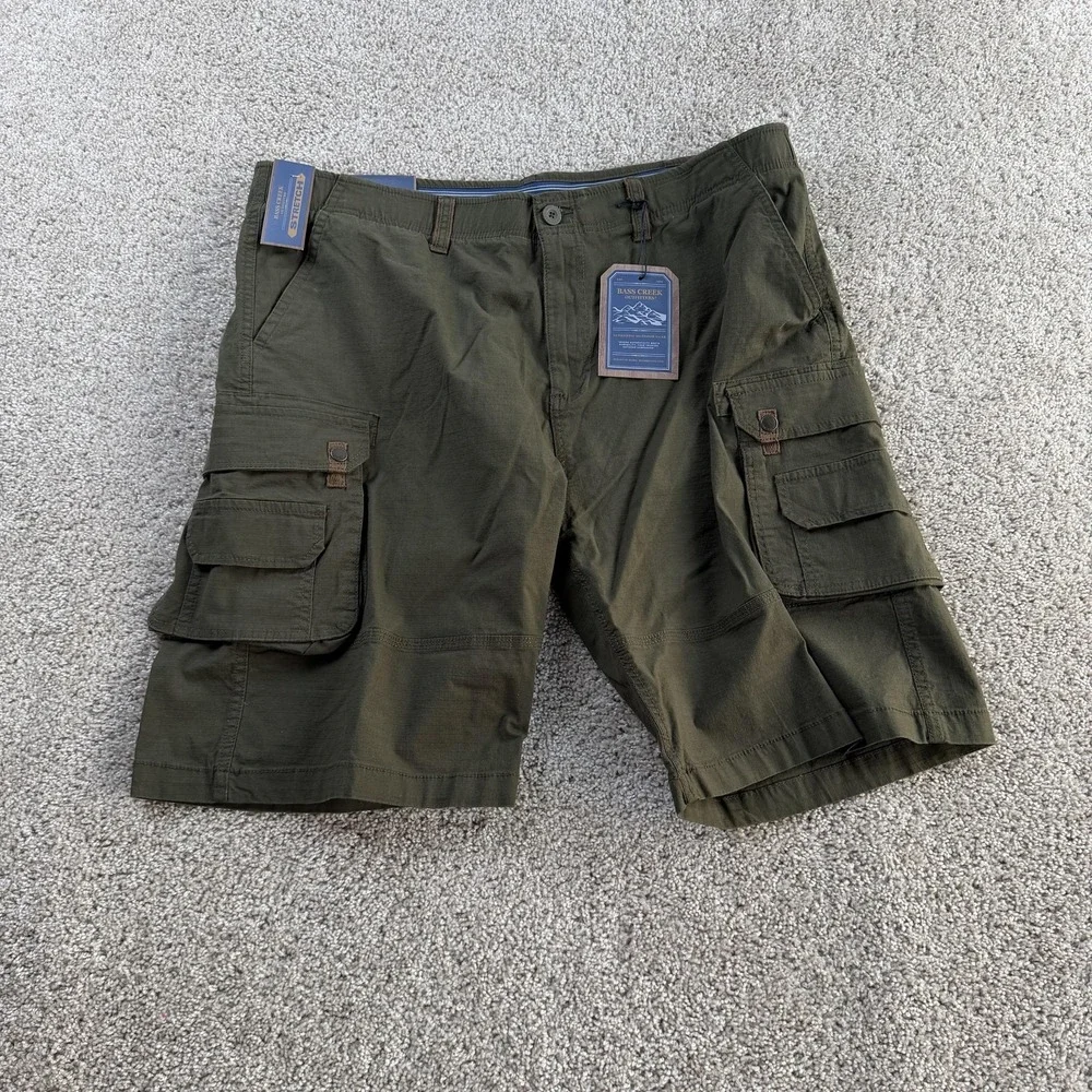 Bass Creek Outfitters Cargo Shorts Mens 40 Green Stretch Outdoor Casual Summer